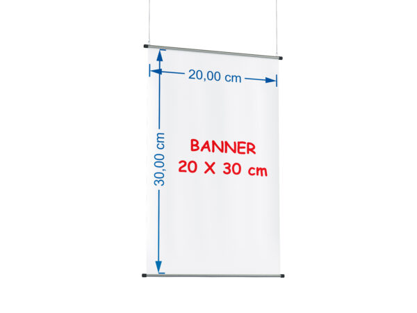 BANNER DE LONA 20 X 30 CM COM BASTÃO
