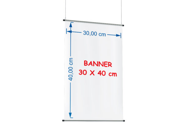 BANNER DE LONA 30 X 40 CM COM BASTÃO