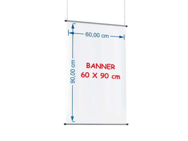 BANNER DE LONA 60 X 90 CM COM BASTÃO