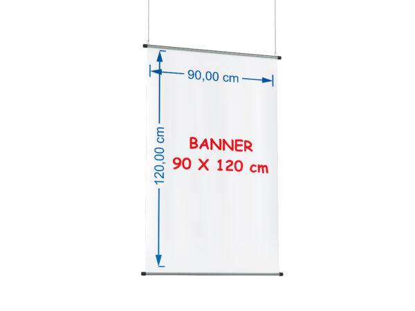 BANNER DE LONA 90 X 120 CM COM BASTÃO