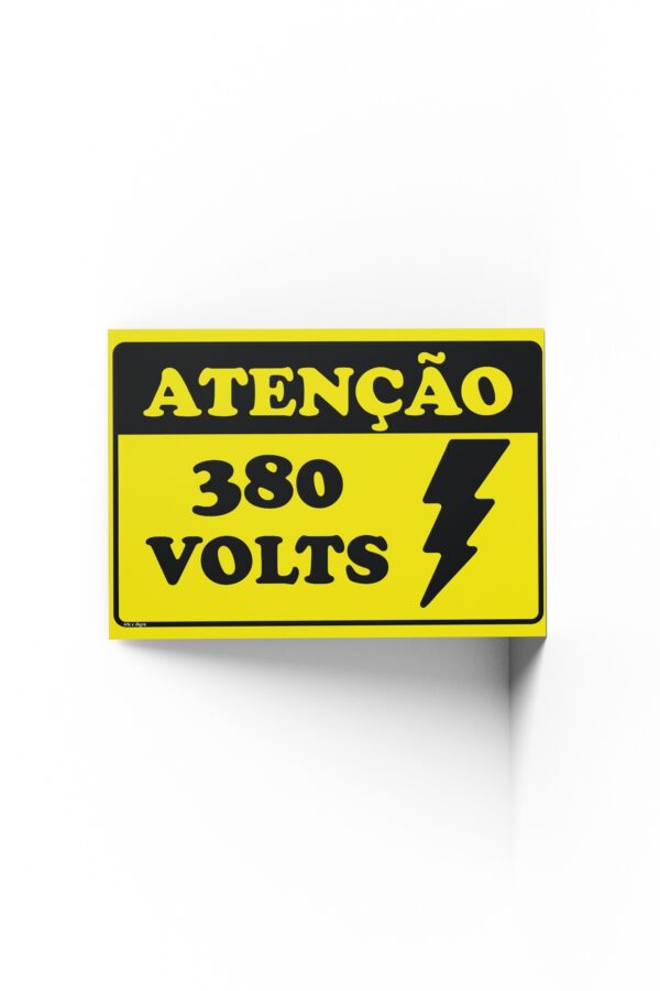 PLACA DE ATENÇÃO 380 V 20cm X 30cm X 2mm