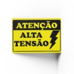 PLACA DE ATENÇÃO: ALTA TENSÃO 20cm X 30cm X 2mm