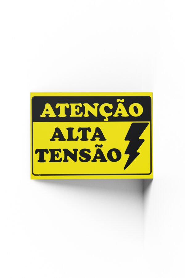 PLACA DE ATENÇÃO: ALTA TENSÃO 20cm X 30cm X 2mm